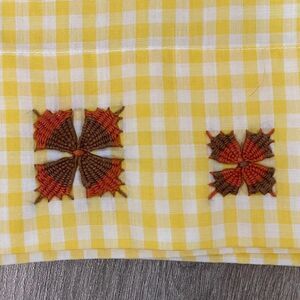 Vintage 70s 80s  handmade hand embroidered yellow gingham pillowcases  29.5 x 20